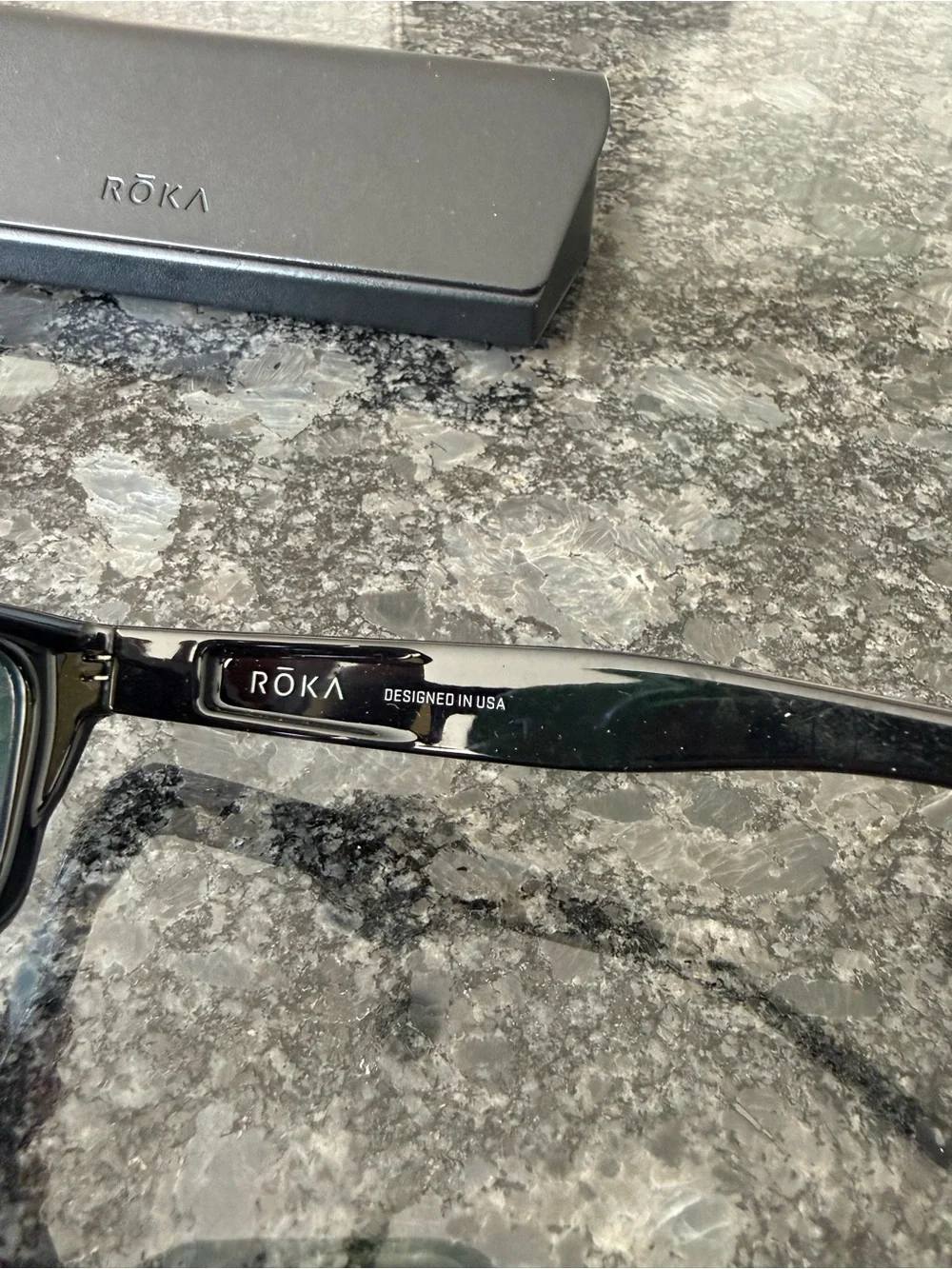 RŌKA Black Frame Sunglasses with Green Mirrored Lenses